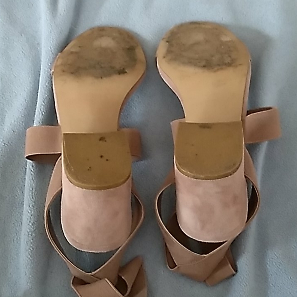 Steve Madden Nude Fabric 2.5" Ankle Strap, Chunky Heel Sandals - Picture 4 of 8